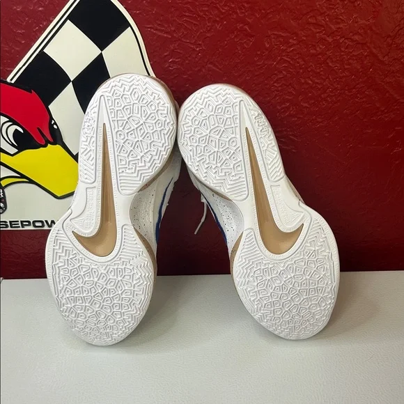 Nike White Sneakers with Blue Swoosh and Tan Details - Picture 4 of 7